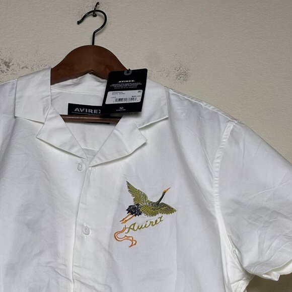 Avirex Short Sleeve Shirt Men L White Button Up Military Tailored Indie w Tags - Picture 3 of 11